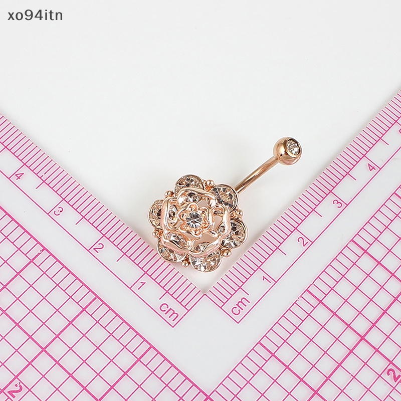 Khuyên Rốn Bằng Thép Không Gỉ Hình Hoa Đính Đá Quyến Rũ