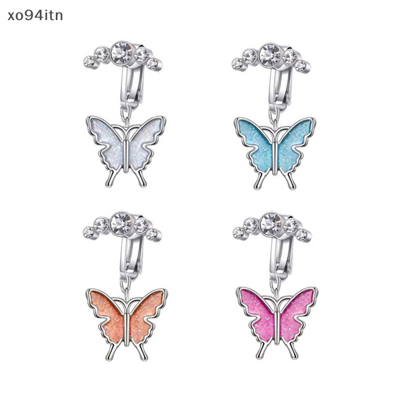 Khuyên Rốn Hình Bướm Bằng Thép Không Gỉ Dát Đá Zircon