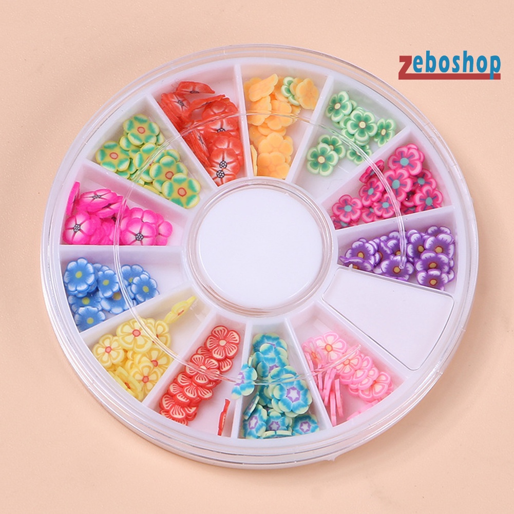 Hộp Đất Sét Polymer 12 Ngăn Hình Hoa Lá Trái Tim Ngôi Sao Trang Trí Móng Tay Nghệ Thuật