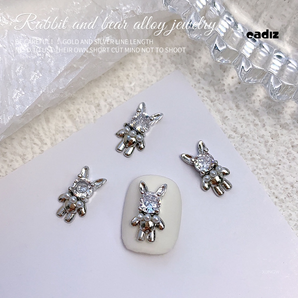 Bộ 5 Miếng Dán Trang Trí Móng Tay Tạo Hiệu Ứng 3D Hình Gấu Thỏ Hoạt Hình DIY