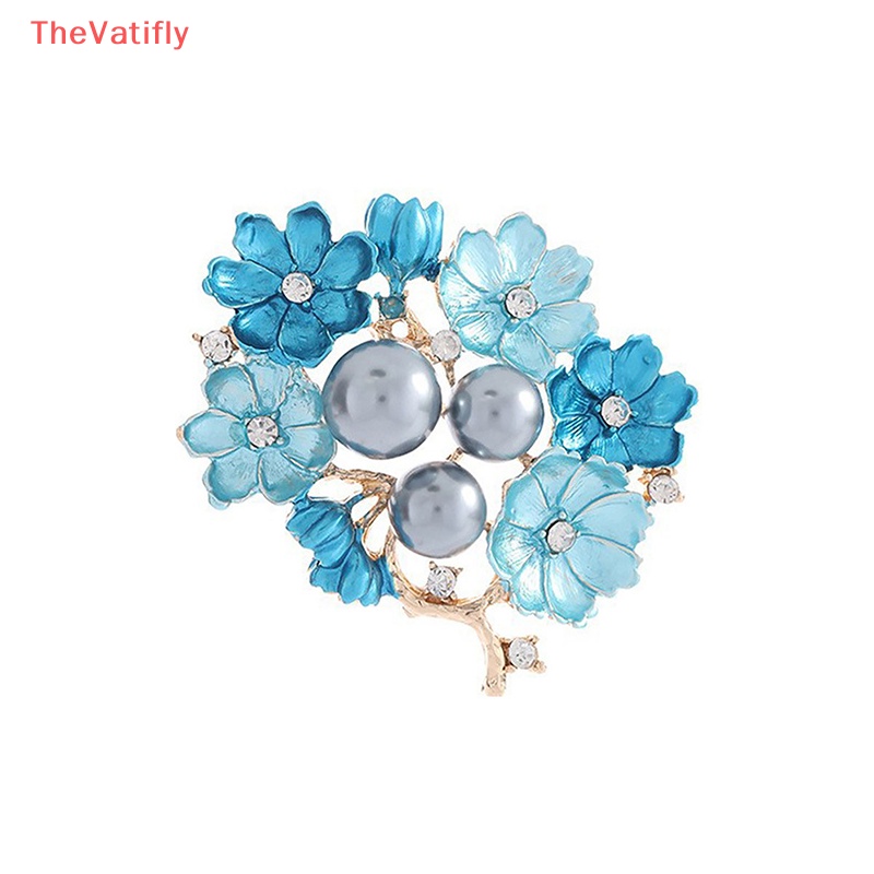 [Thevalifly] 1 Cái Trâm Cài Áo Bằng Hợp Kim Tráng Men Xanh Dương Đính Kim Cương Giả Cho Nữ