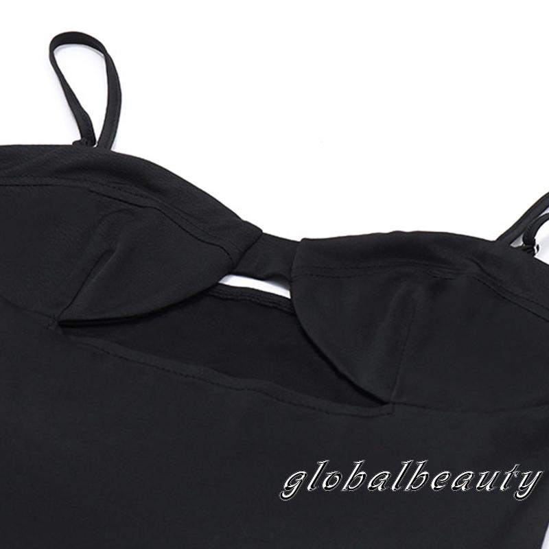 Bộ Áo Liền Quần Hai Dây Màu Trơn Khoét Lỗ Trước Gợi Cảm Cho Nữ