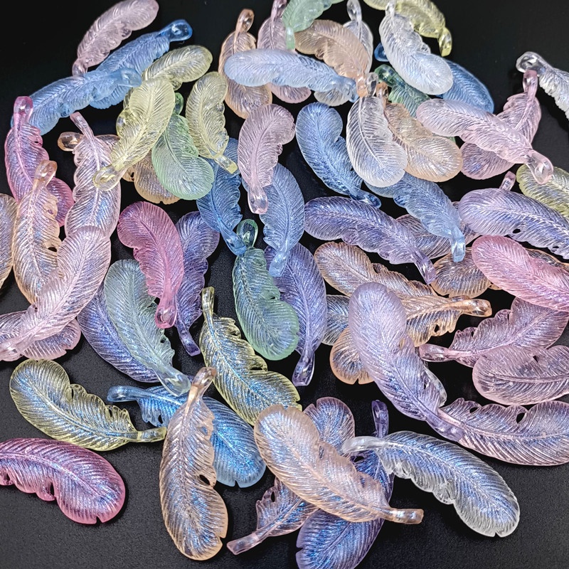 Set 10 Mặt Dây Chuyền Hình Lông Vũ Phát Quang Thời Trang