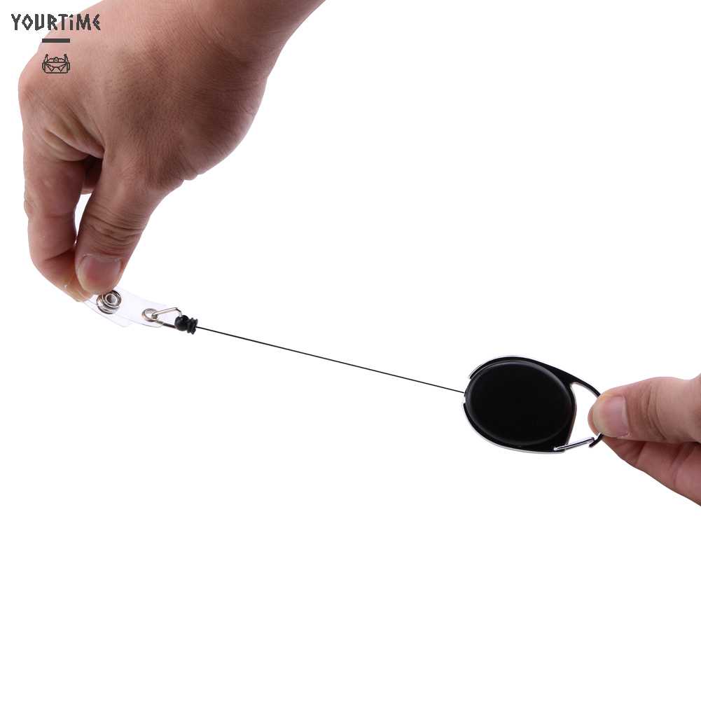 2 Móc Khóa Gắn Thẻ Tên ID Màu Đen Có Thể Thu Gọn