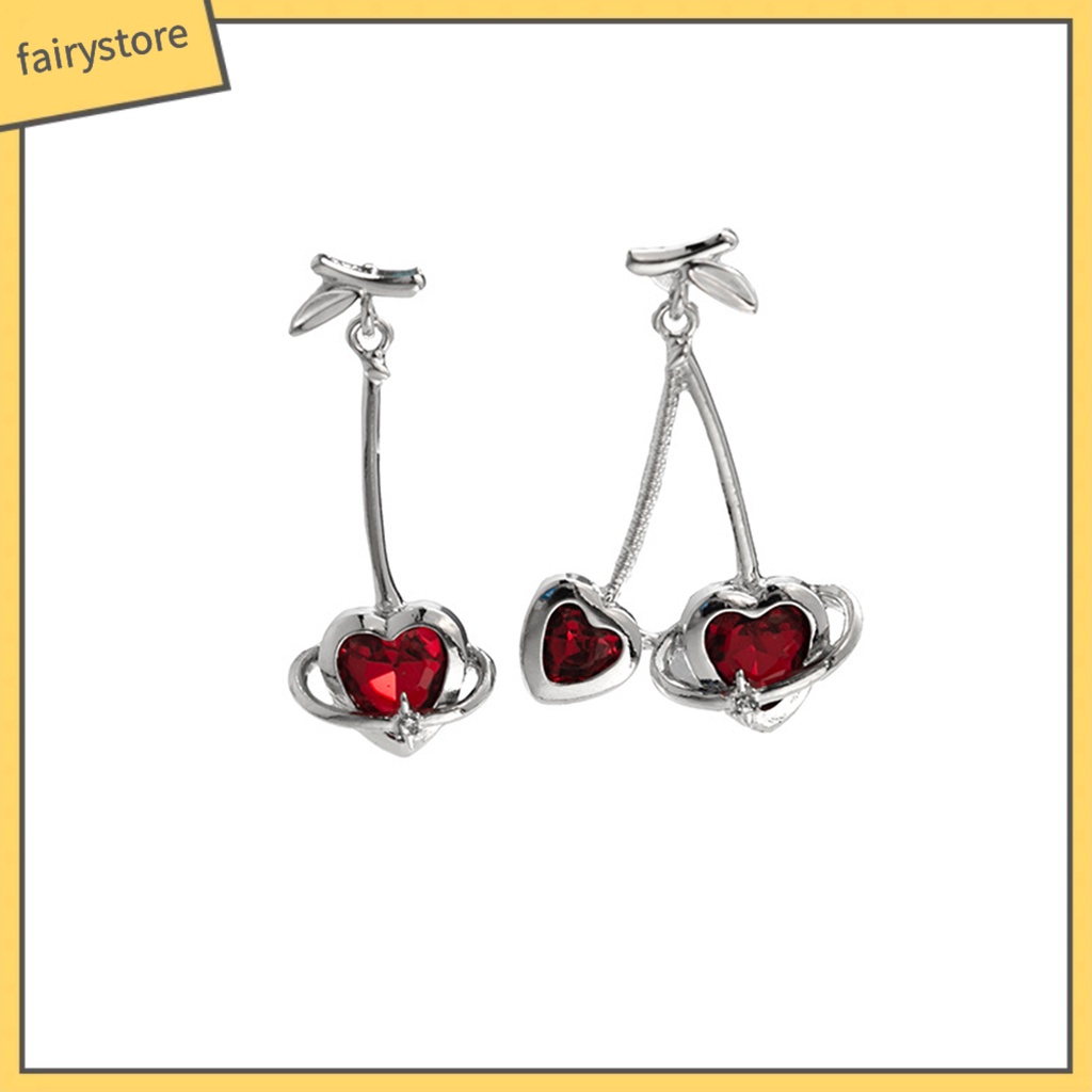 1 Đôi Bông Tai Hình Trái Tim Đính Đá Thời Trang Dành Cho Nữ
