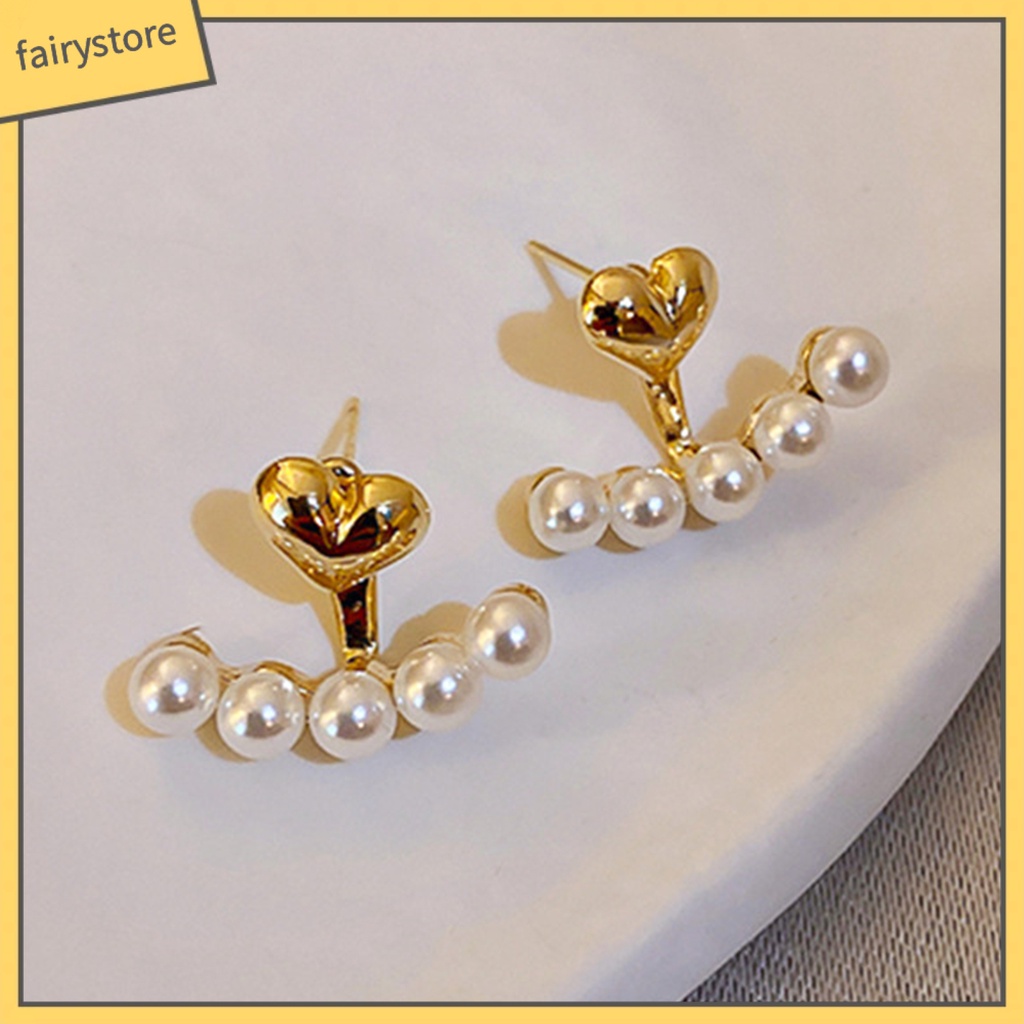 1 Đôi Khuyên Tai Hợp Kim Đính Ngọc Trai Nhân Tạo Thời Trang