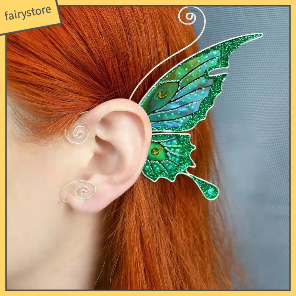 1 Khuyên Kẹp Vành Tai Không Xỏ Hình Cánh Bướm Nhiều Màu Hóa Trang