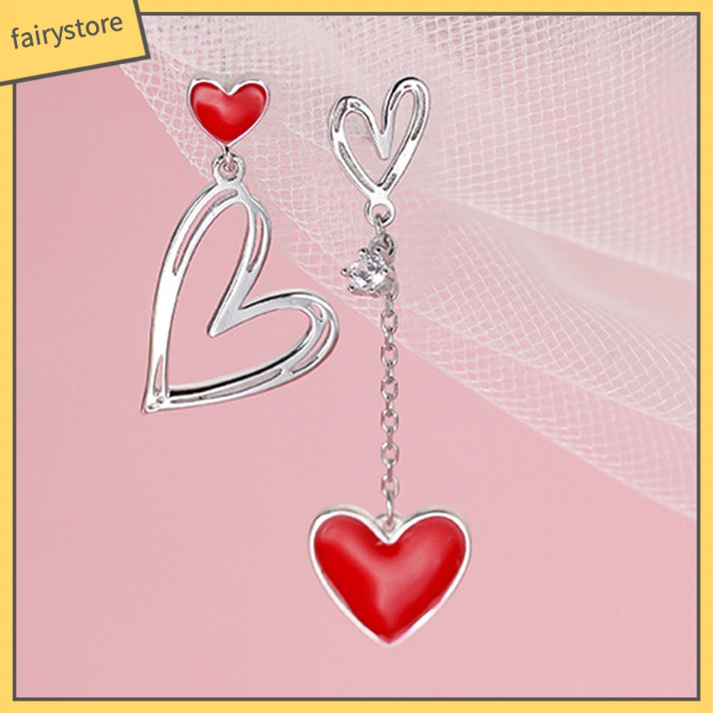 1 Đôi Bông Tai Hình Trái Tim Rỗng Đính Đá Zircon Dành Cho Nữ