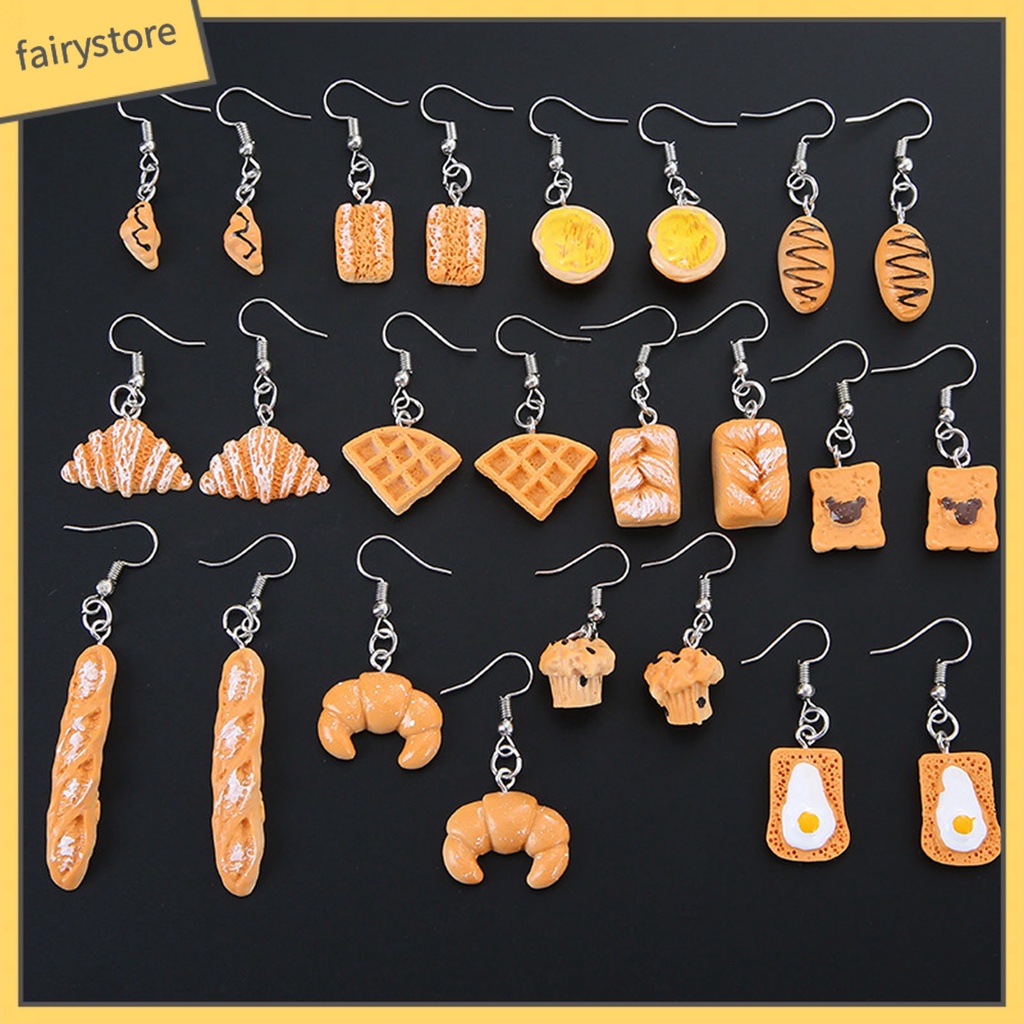 1 Đôi Bông Tai Hình Bánh Mì Dáng Dài Vui Nhộn