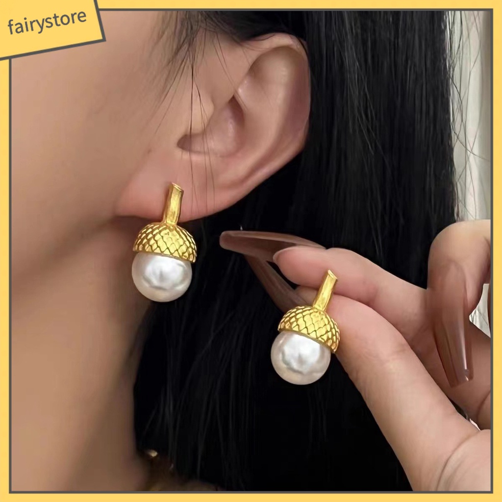 1 Đôi Bông Tai Hình Học Đính Ngọc Trai Giả Độ Bóng Cao Chống Mòn Không Gây Dị Ứng Thời Trang Cho Nữ