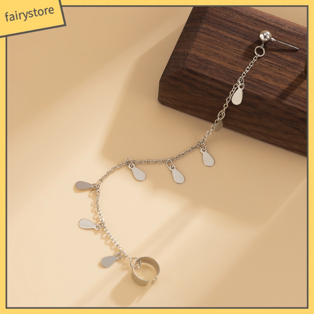 1 Khuyên Vành Tai Hình Trăng Sao Đính Ngọc Trai Nhân Tạo Thời Trang