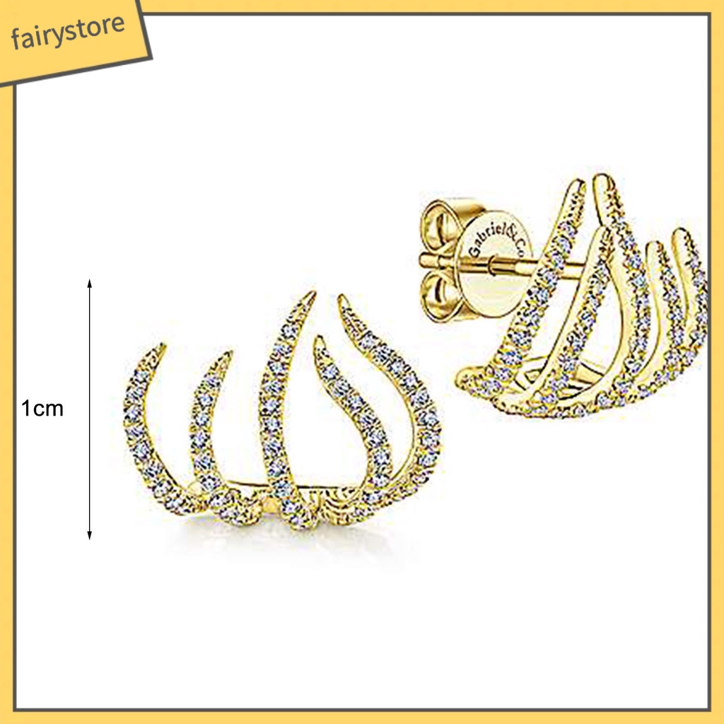 1 Đôi Bông Tai Hình Móng Vuốt Mạ Điện Sáng Bóng Dành Cho Nữ