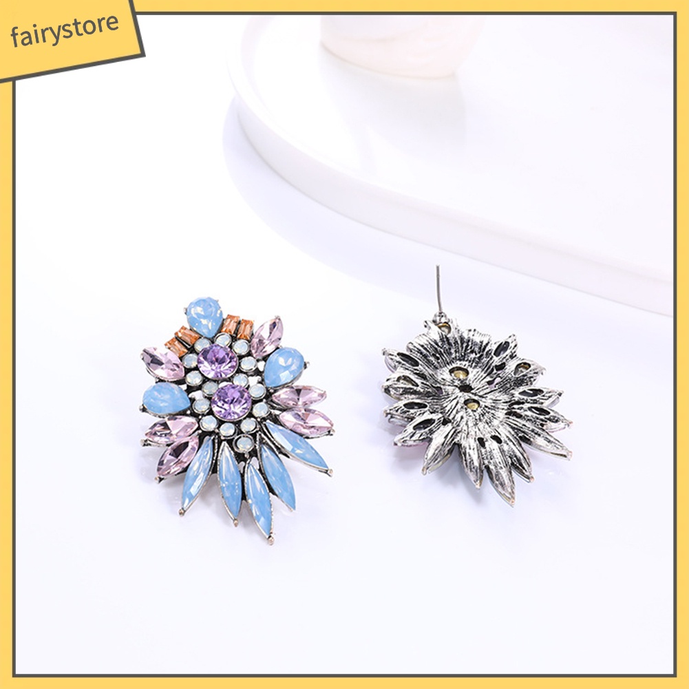 Bông Tai Đính Đá Pha Lê Giả Thời Trang Dành Cho Nữ