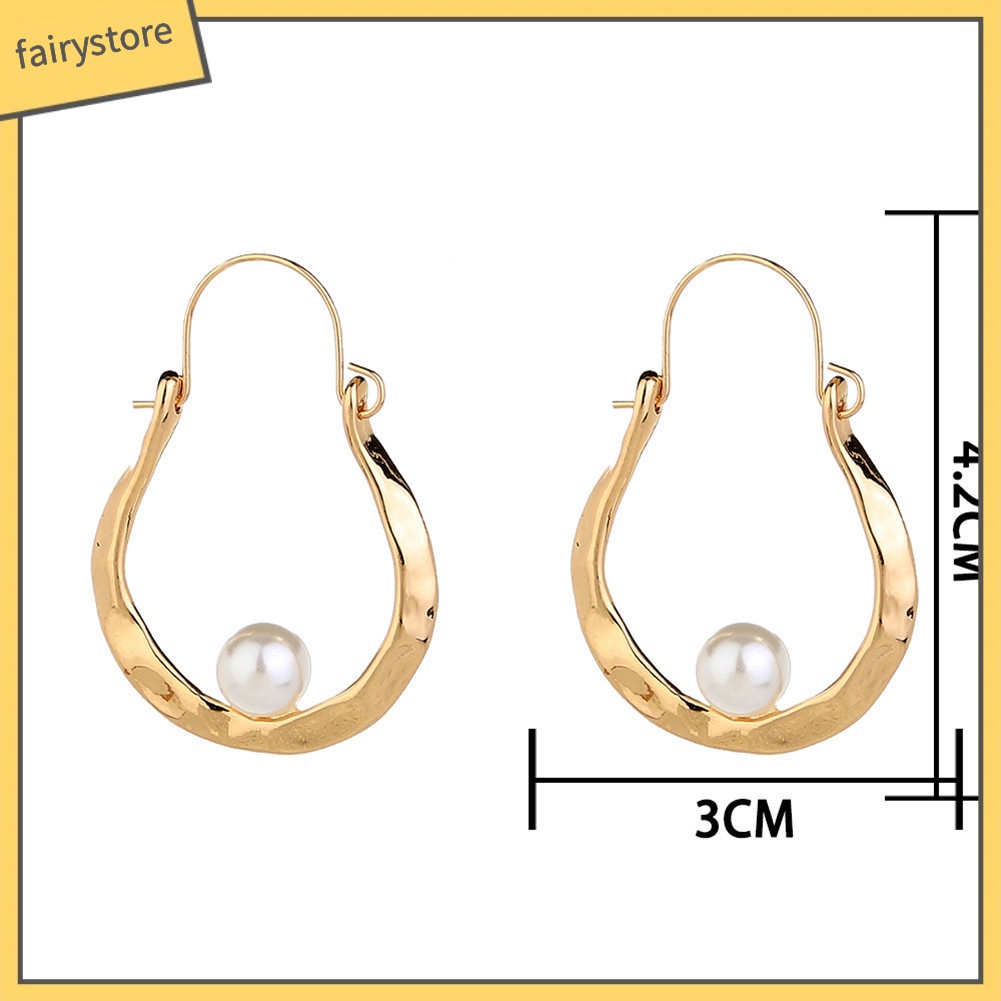 Bông Tai Chữ U Đính Ngọc Trai Giả Bằng Hợp Kim Đơn Giản Thời Trang Dành Cho Nữ