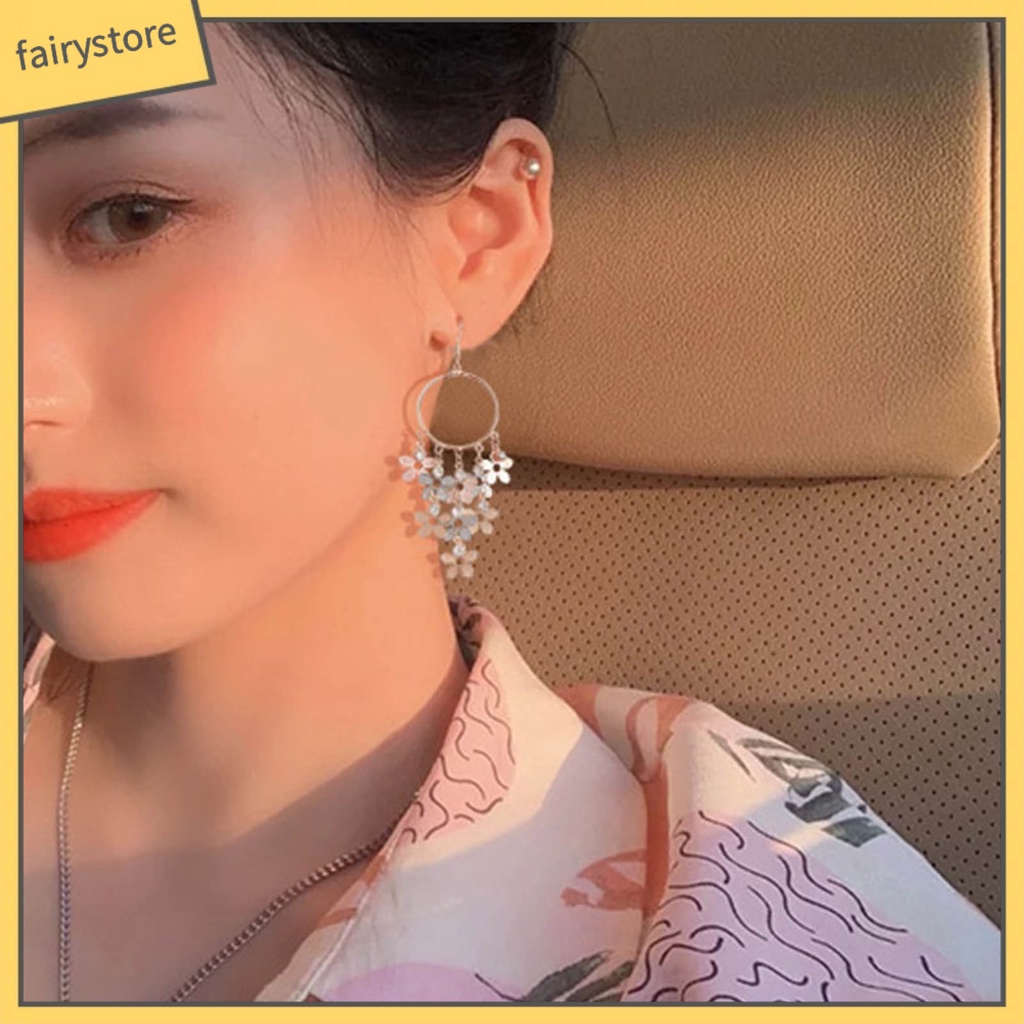 1 Đôi Bông Tai Hình Hoa Đính Đá Zircon Lấp Lánh Phong Cách Bohemian