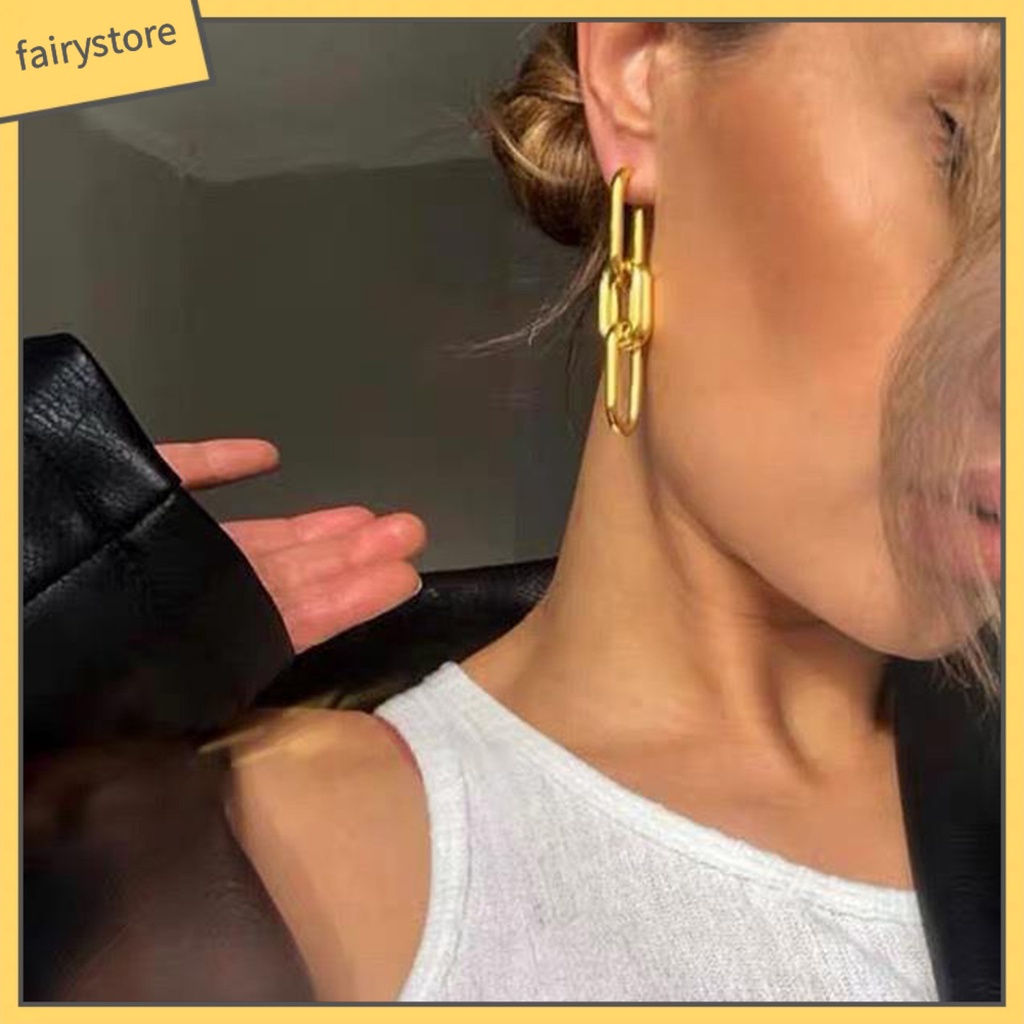 1 Đôi Bông Tai Hình Chữ Nhật Đính Đá Lấp Lánh Phong Cách Vintage