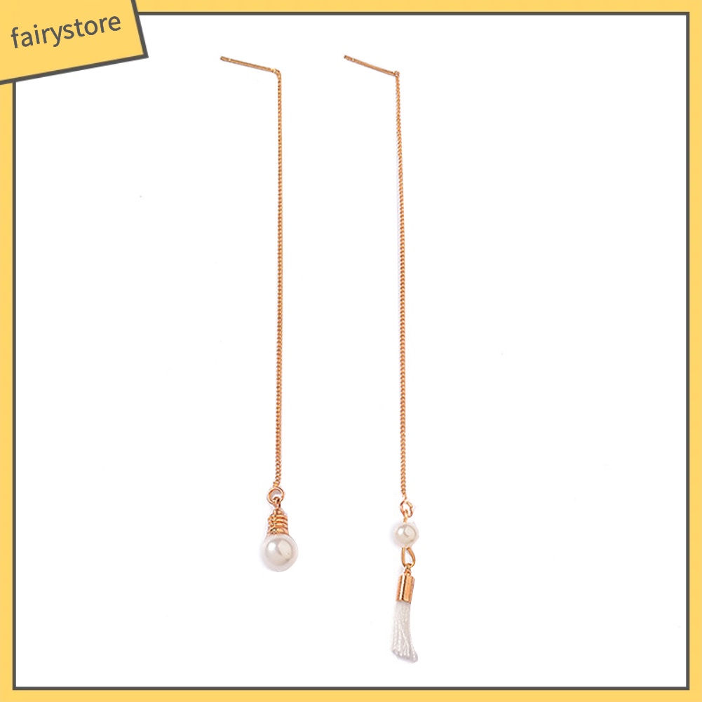 Bông Tai Dài Đính Ngọc Trai Giả Thời Trang Dành Cho Nữ