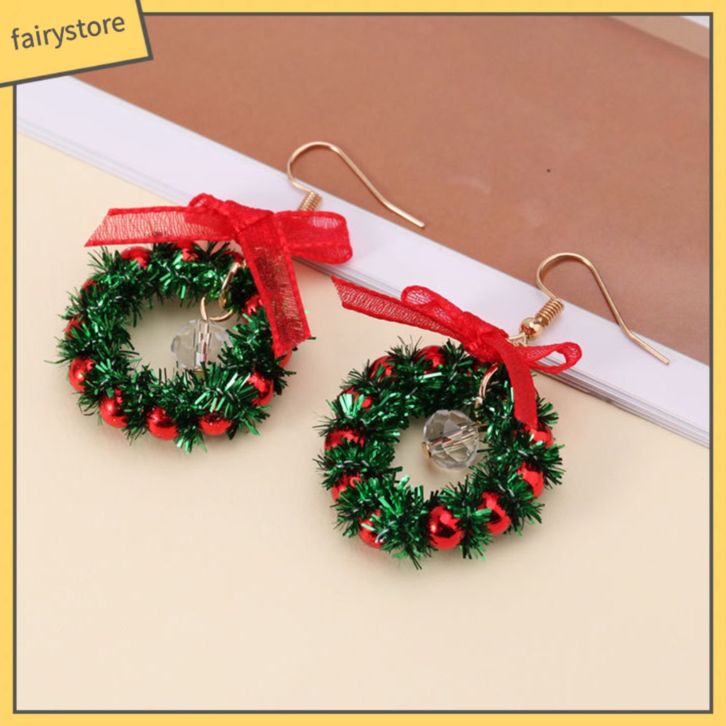 [FRO] Bông Tai Chuỗi Hạt Pha Lê Nhân Tạo Trọng Lượng Nhẹ Hình Cây Thông Giáng Sinh Nhiều Màu Sắc Dễ Phối Đồ