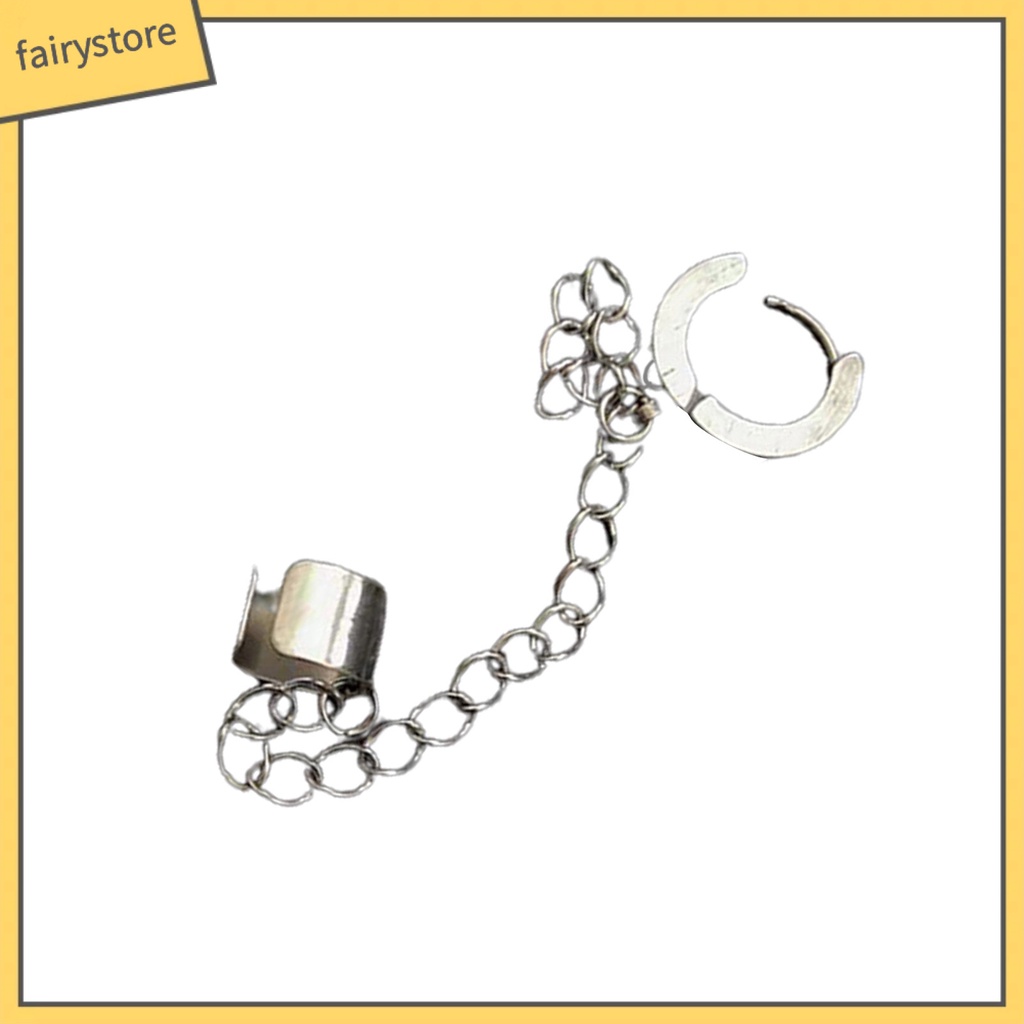 1 Khuyên Kẹp Tai Dây Xích Dài Bằng Thép Titan Không Cần Xỏ Lỗ Dùng Hàng Ngày