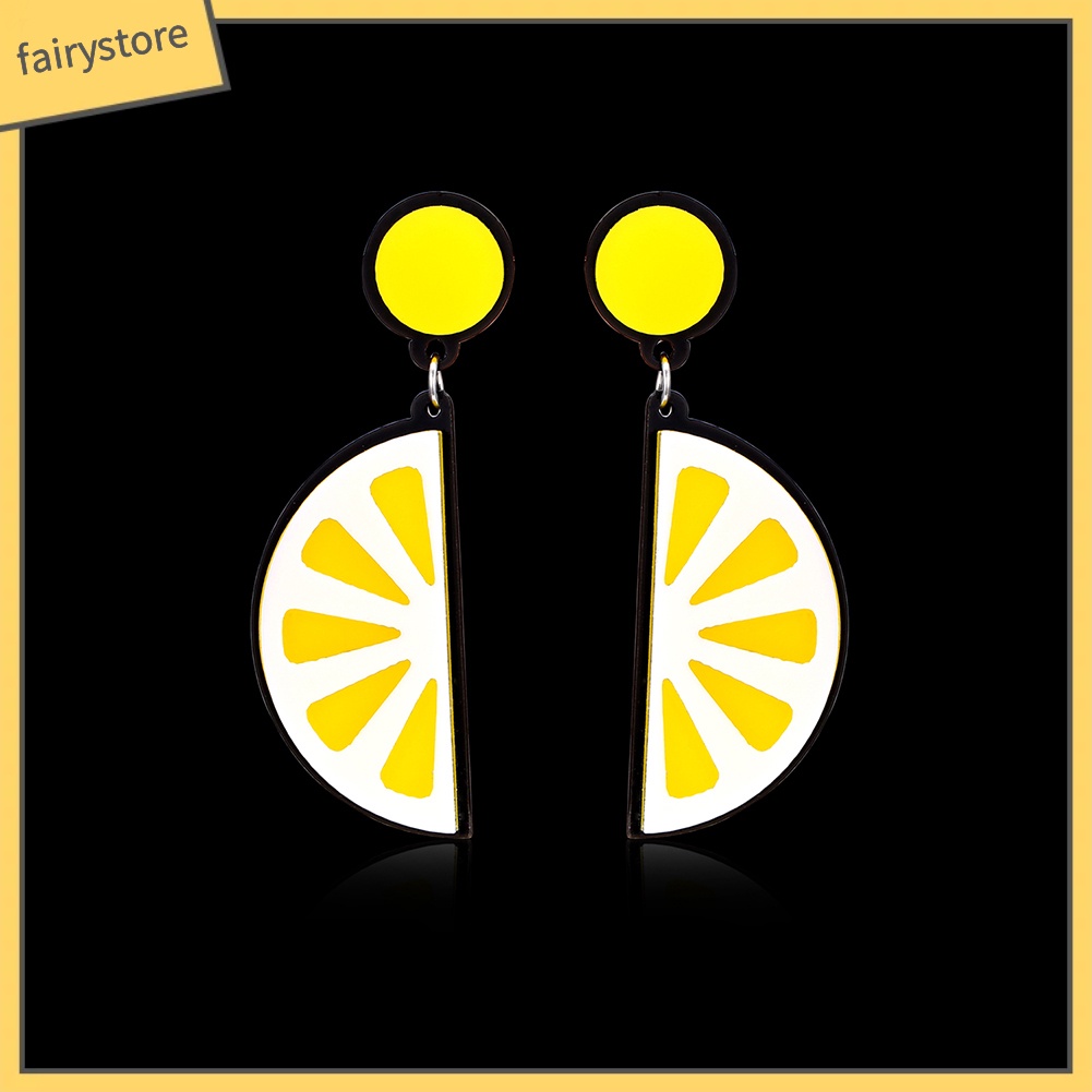 Khuyên Tai Acrylic Hình Lát Chanh Hoạt Hình Thời Trang Cho Nữ