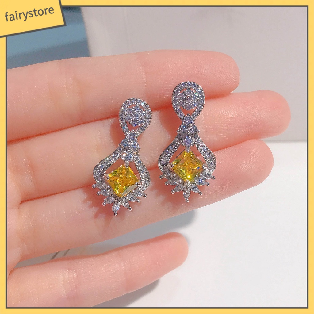 1 Đôi Bông Tai Hình Học Đính Đá Lấp Lánh Dành Cho Nữ