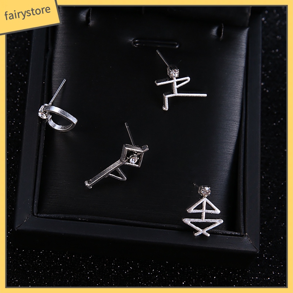 Set 4 Khuyên Tai Mô Hình Người Đính Đá Phong Cách Cổ Điển Dành Cho Nữ