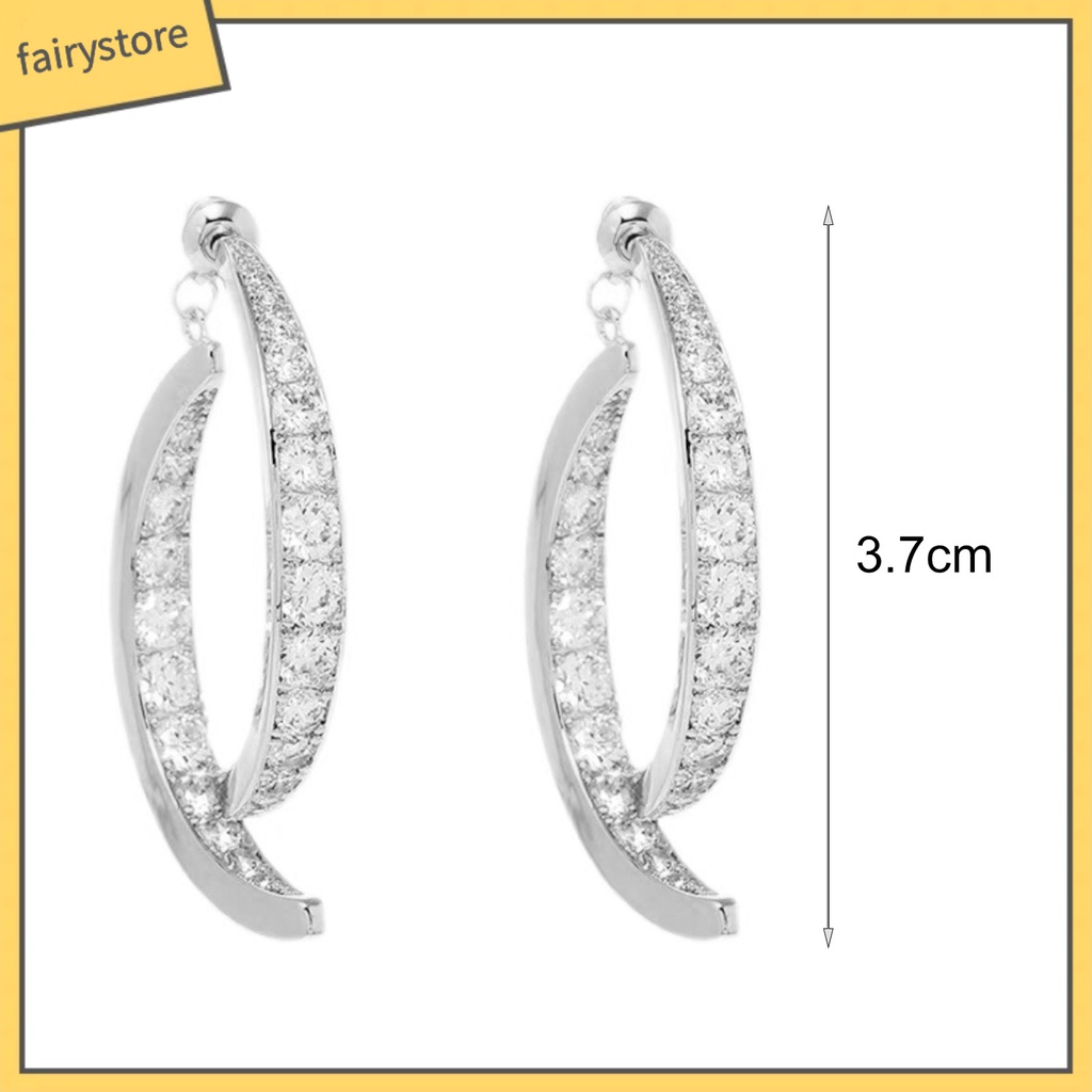 1 Đôi Bông Tai Hình Chữ Thập Đính Đá Lấp Lánh Thời Trang Dự Tiệc