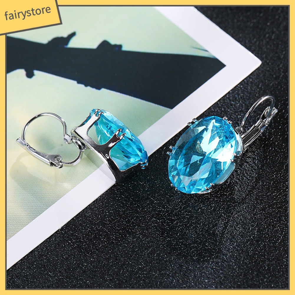 Bông Tai Chuỗi Đính Đá Quý Nhân Tạo Hình Oval Thanh Lịch Cho Nữ