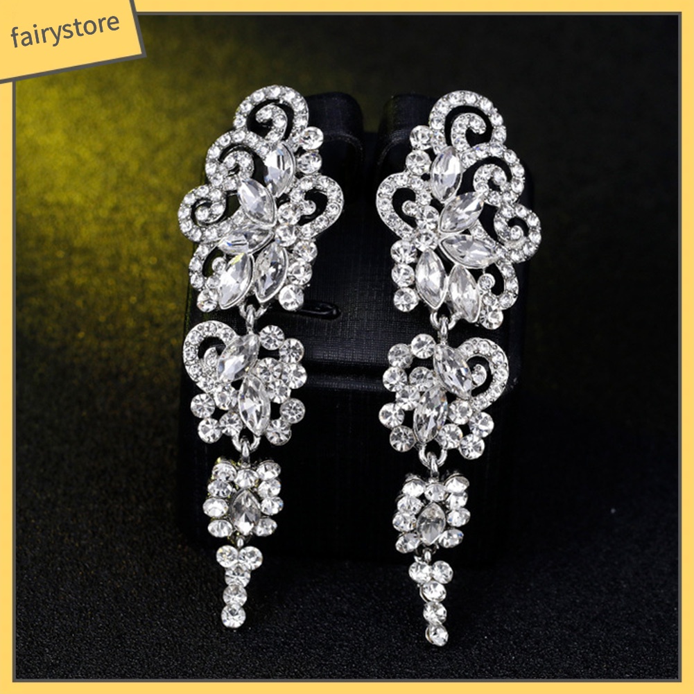 Bông Tai Dáng Dài Đính Đá Thời Trang Cho Nữ