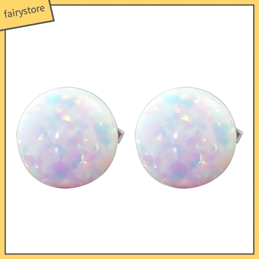 Bông Tai Tròn Đính Đá Opal Nhân Tạo Thời Trang Dành Cho Nữ