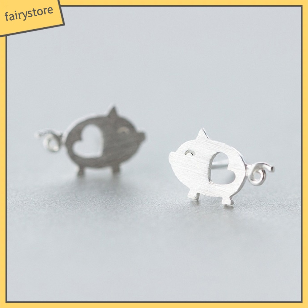 Bông Tai Hình Chú Heo Hoạt Hình Trái Tim Rỗng Thời Trang Cho Nữ