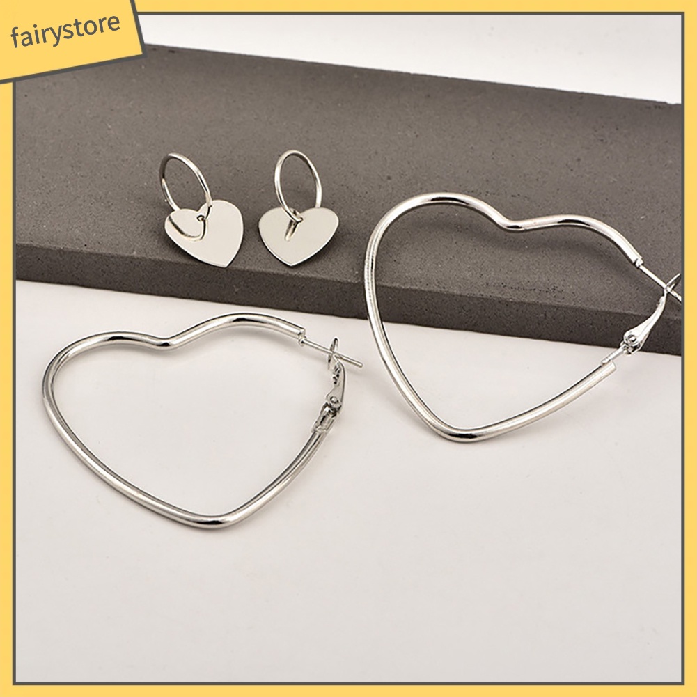 1 Đôi Bông Tai Hình Trái Tim Thời Trang Dành Cho Nữ