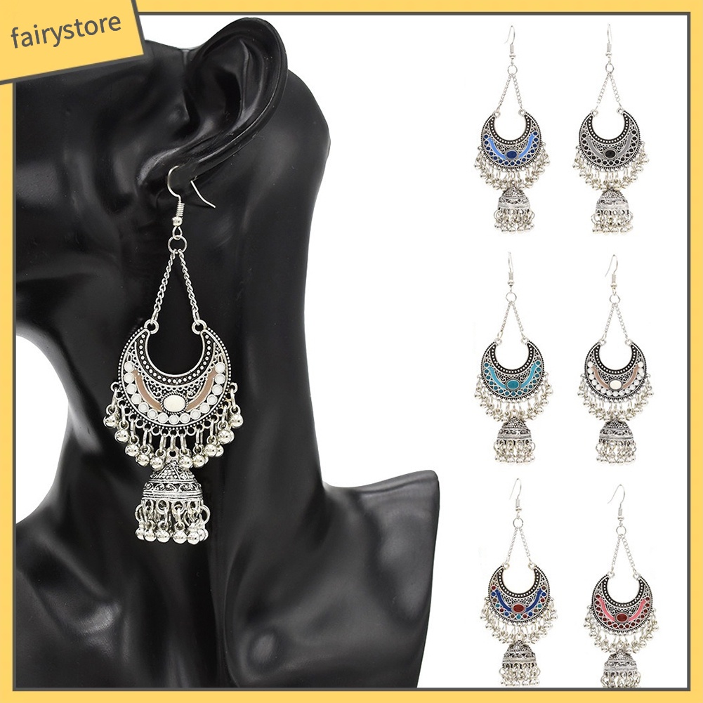 Bông Tai Tua Rua Hình Chuông Phong Cách Bohemian Cổ Điển Dành Cho Nữ