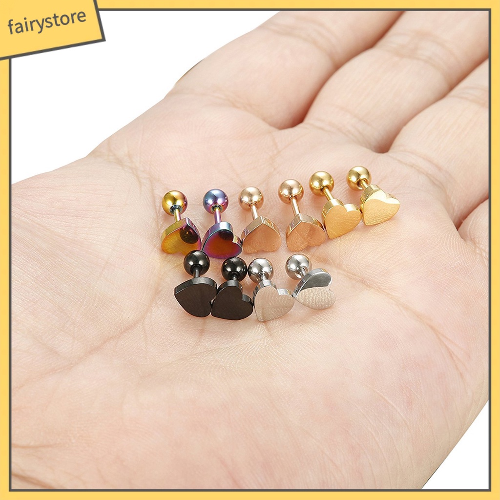 1 Khuyên Xỏ Sụn Tai Hình Trái Tim Mạ Điện Sáng Bóng Không Gây Dị Ứng Thoải Mái Thích Hợp Làm Quà Tặng Trang Sức Cho Nam Và Nữ