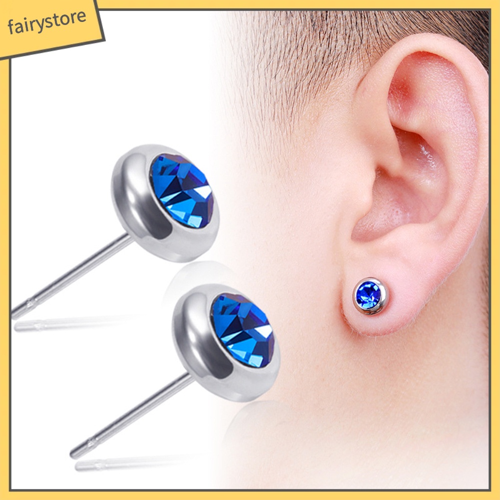 Bông Tai Helix Bằng Thép Không Gỉ Đính Kim Cương Giả Unisex