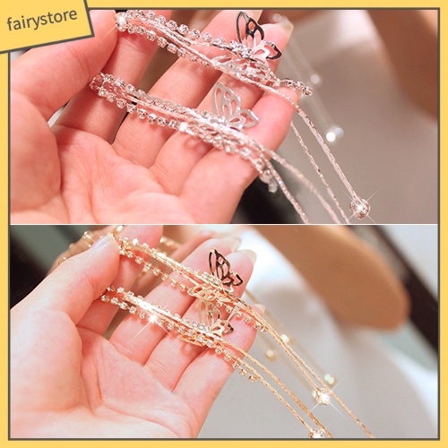 Bông Tai Dài Hình Bướm Rỗng Đính Đá Cho Nữ