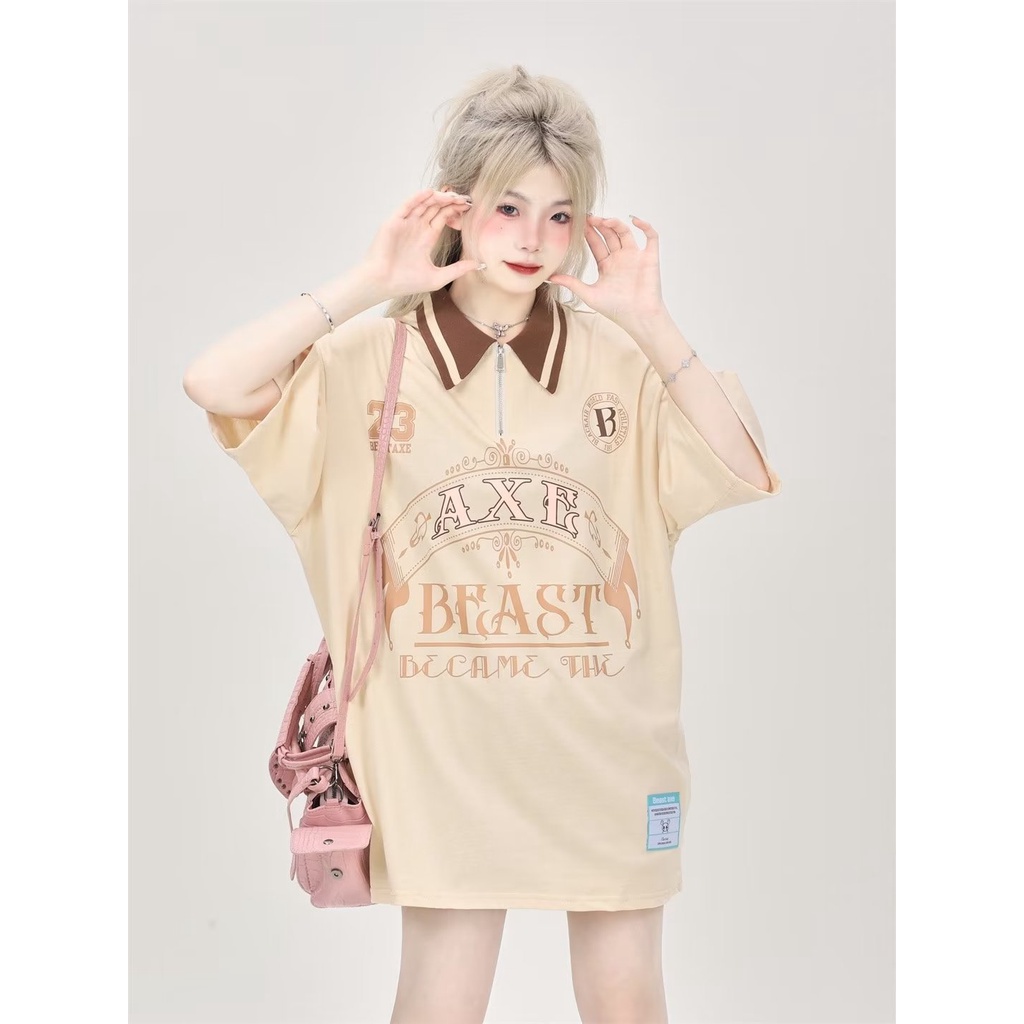 Áo Thun POLO Tay Ngắn Phong Cách Đường Phố Mỹ Thời Trang Mới 2023 Dành Cho Cặp Đôi