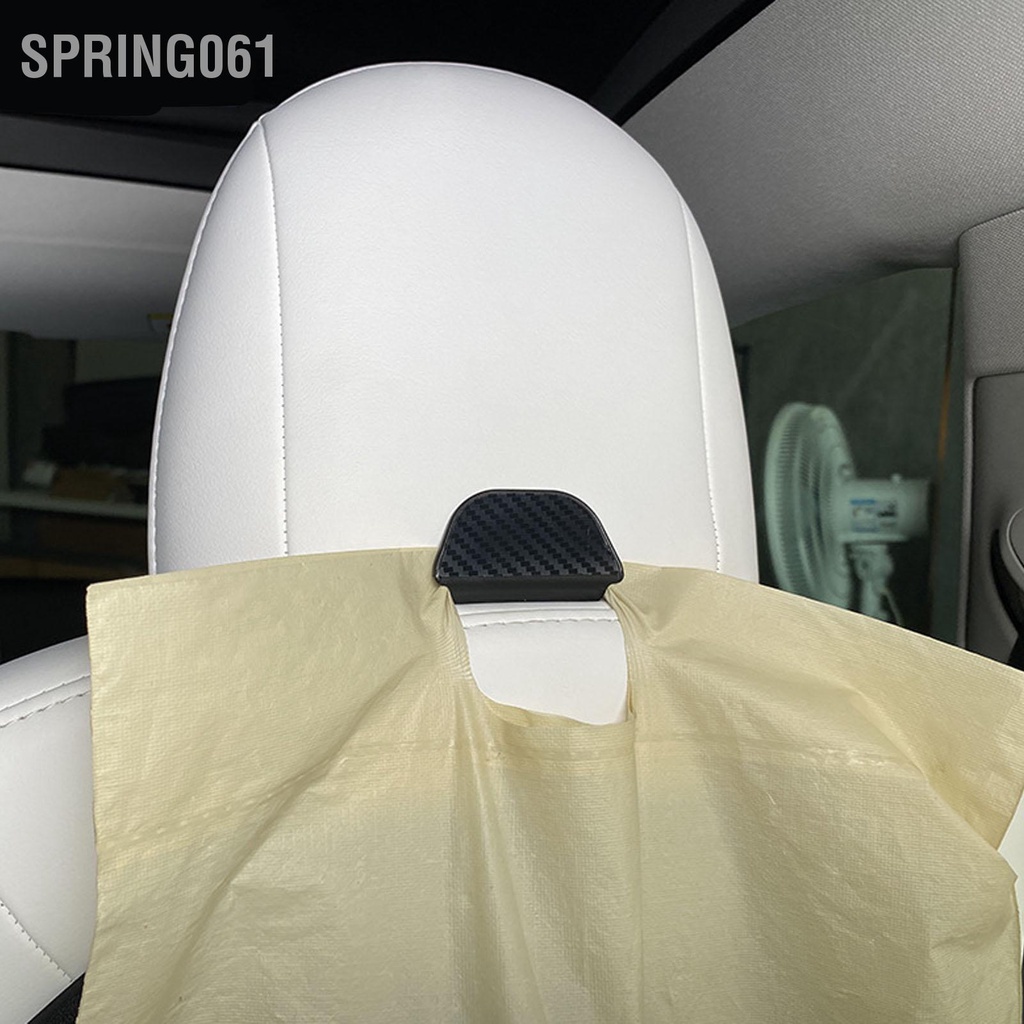 Spring061 2 Chiếc Ghế Tựa Đầu Móc Sợi Carbon ABS Xe Lưu Trữ Gối Treo Thay Thế Cho Mẫu Tesla Model 3 Y