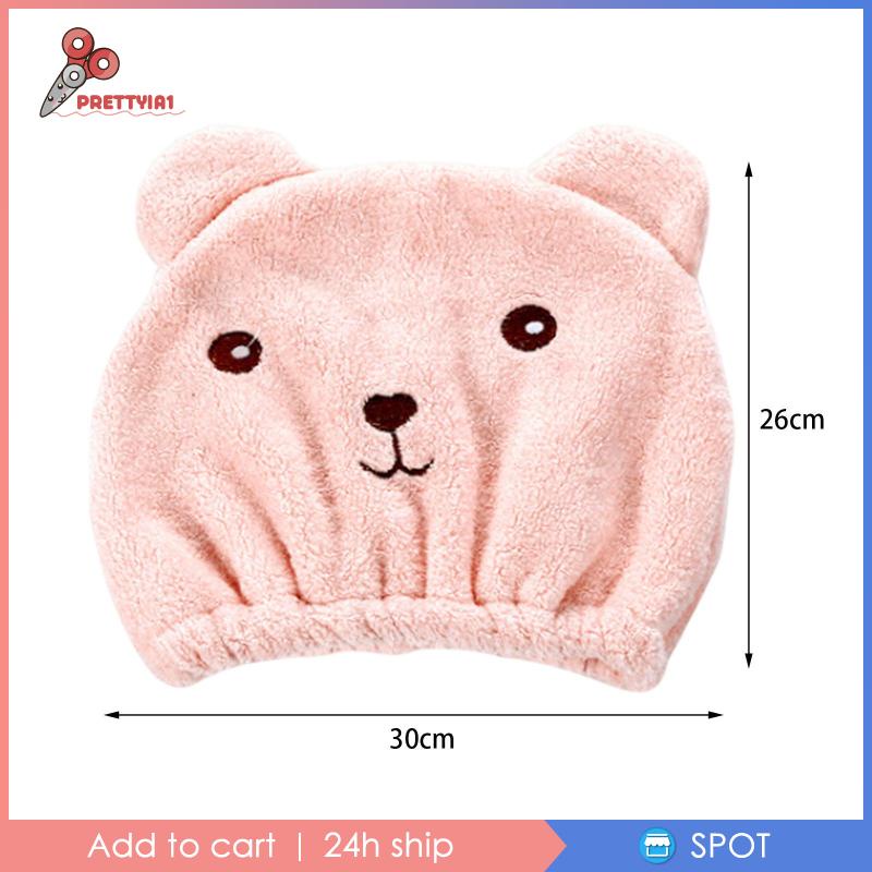 [Prettyia1] Mũ Tắm Trùm Đầu Làm Khô Tóc Dài Hoạt Hình Dùng Khi Đi Du Lịch / Trong Phòng Tắm