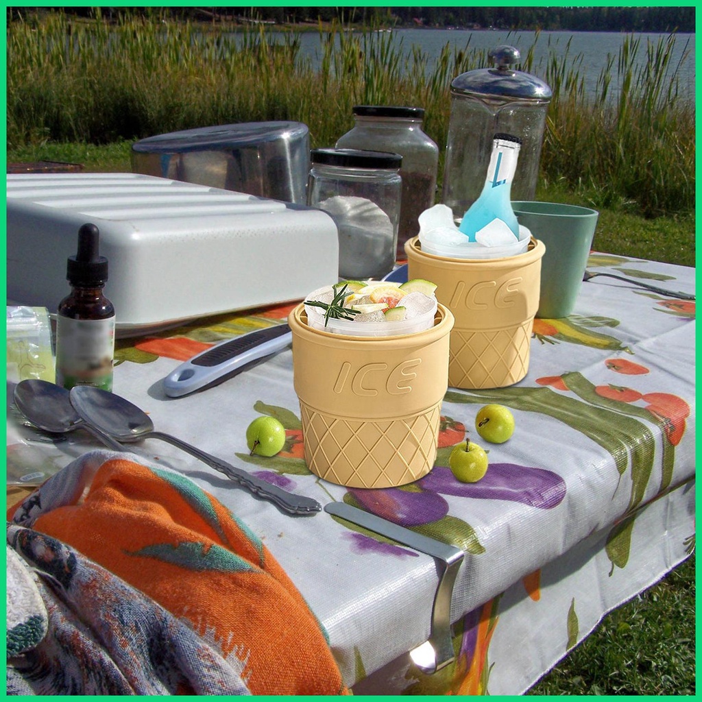 Xô Làm Lạnh Đá Bằng Silicone Có Nắp Đậy Hình Cây Kem Cho Jiwvnjiwvn