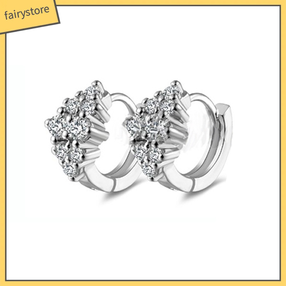 Đôi Bông Tai Khoen Tròn Đính Đá Thời Trang Cho Nữ