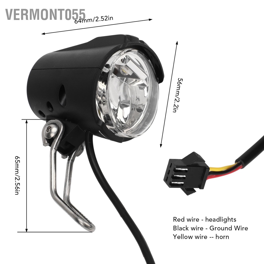 Vermont055 Đèn Pha LED Xe Đạp DC 12V Đến 60V 2.4W IPX4 Chống Nước Độ Sáng Cao Trước Cho Đi Ban Đêm