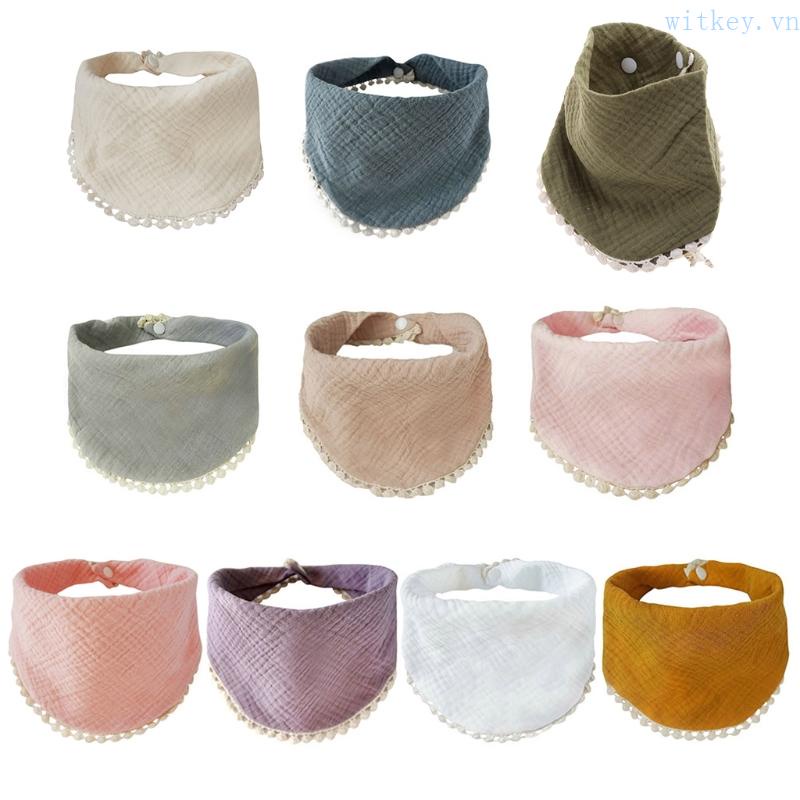 1 Yếm Ăn Cotton Mềm Mại Màu Trơn Hình Tam Giác Dành Cho Bé