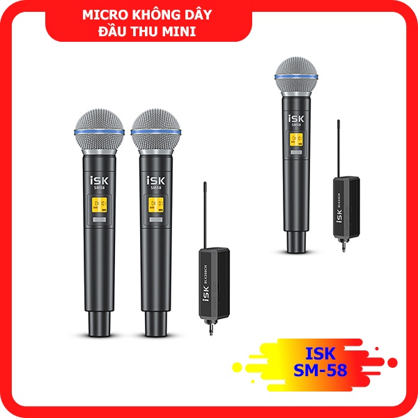 Micro Thu Âm Mic Livestream ISK SM58 Loại Cầm Tay - Mic Không Dây BLX24CN/SM58 Dùng Cho Sound Card, Âm li, Baongoc audio
