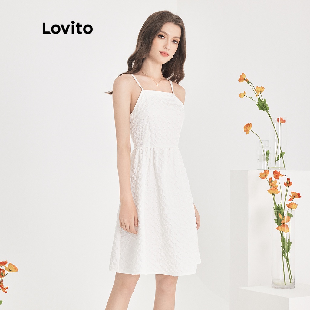 Đầm midi Lovito kiểu chữ A không tay xếp nếp màu trơn thường ngày cho nữ L51ED124 (Màu mơ)