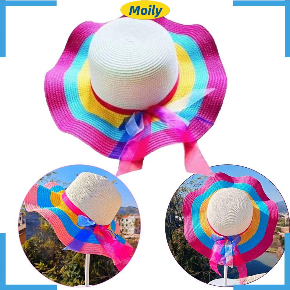 MOILYVN Nón Cối Hoạ Tiết Kẻ Sọc Màu Sắc Cầu Vồng Thiết Kế Thanh Lịch