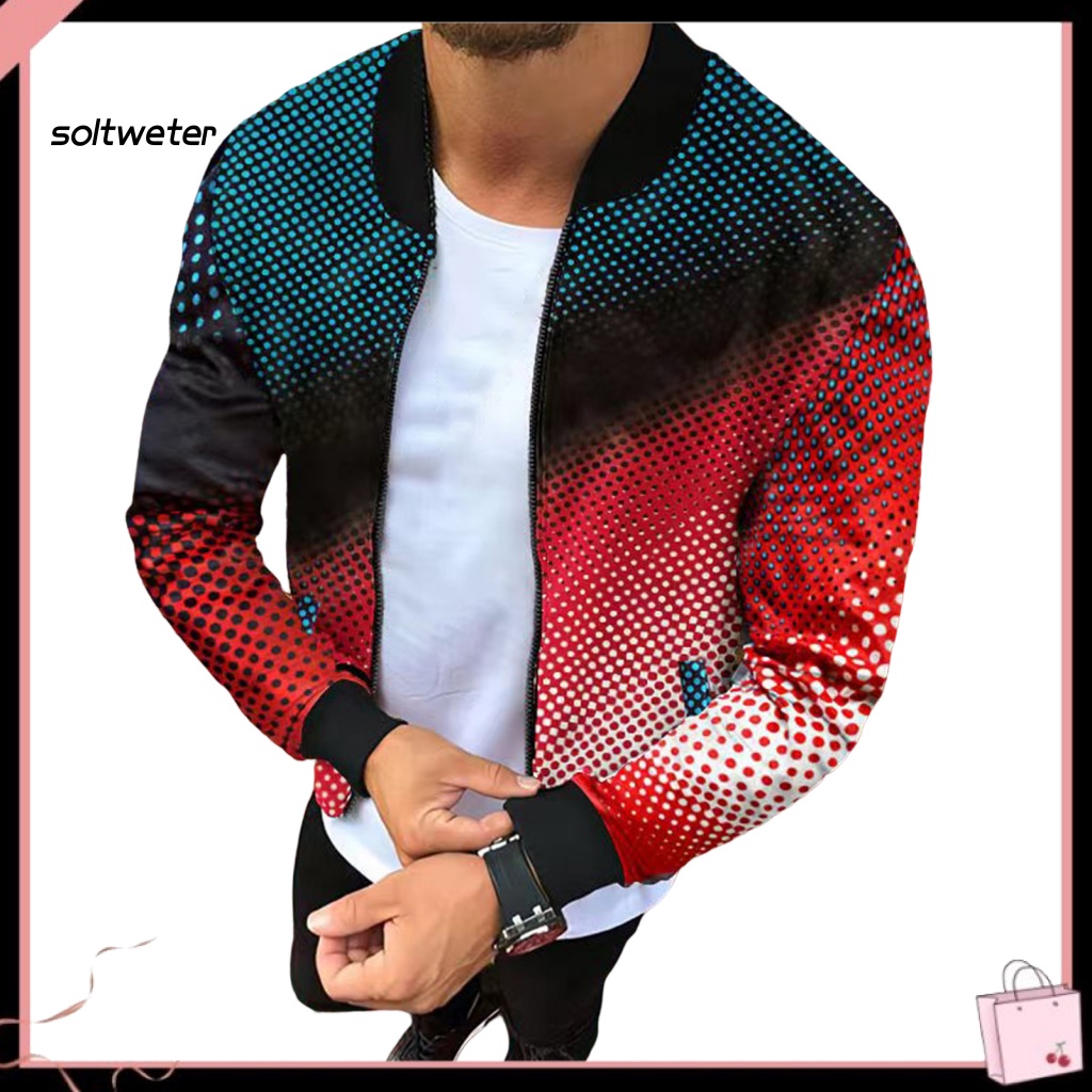 Áo Khoác Gió Cổ Đứng Dáng Rộng Có Khóa Kéo In Họa Tiết Kỹ Thuật Số Phong Cách Đường Phố Mùa Thu Cho Nam