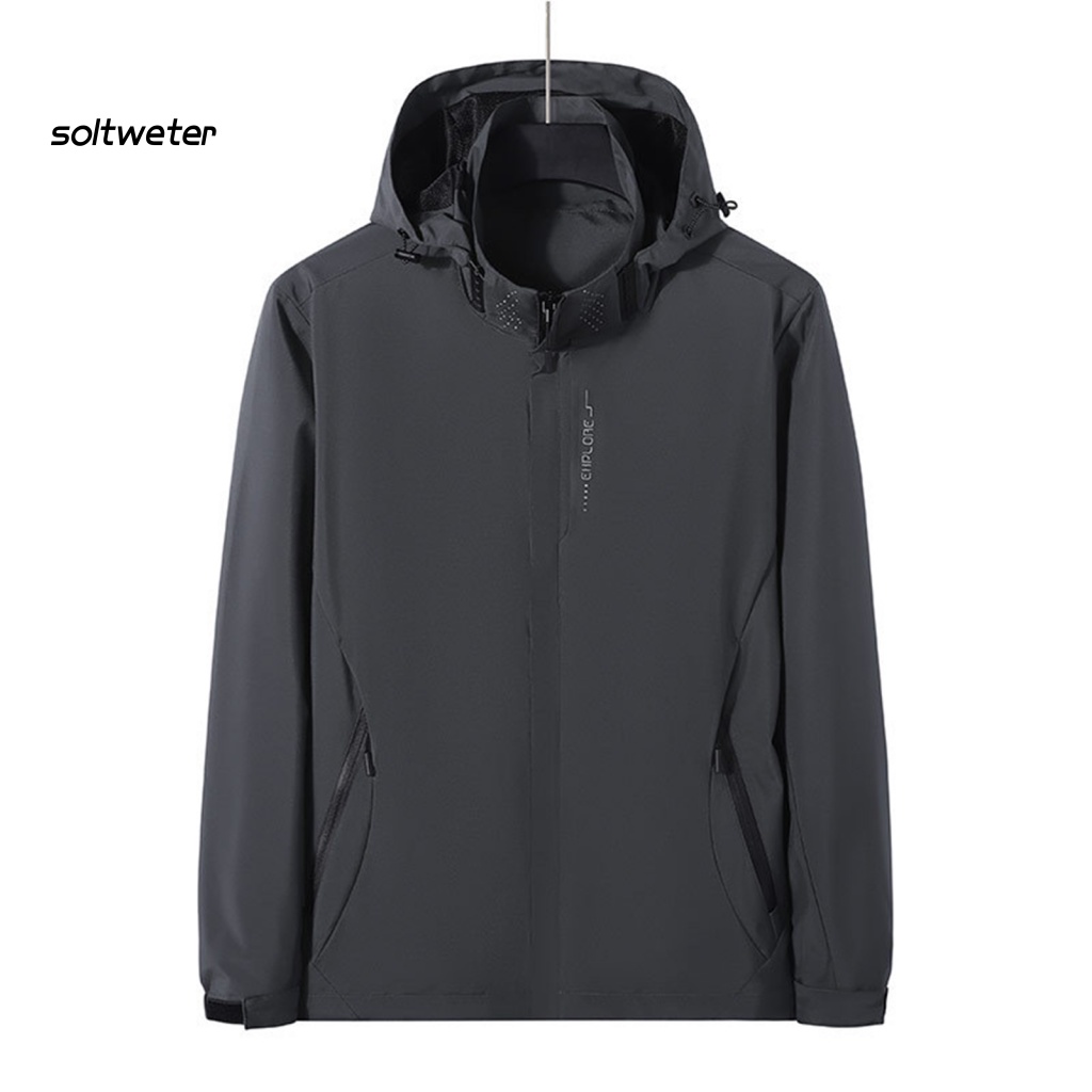 Áo Khoác Thể Thao Có Mũ Trùm Chống Nước Màu Sắc Đơn Giản Cho Nam