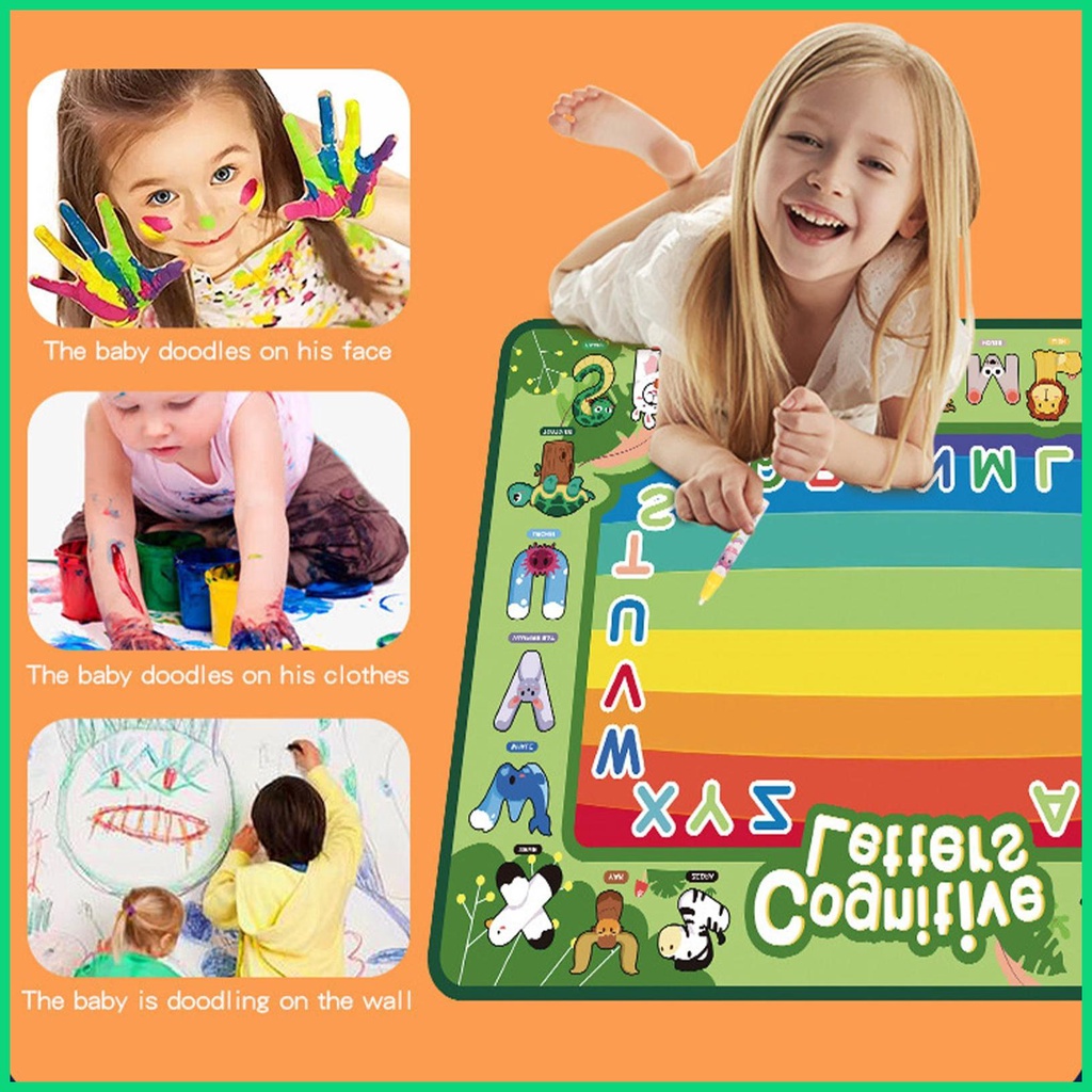 Thảm Tô Màu Nước Ma Thuật Cỡ Lớn Kèm Dụng Cụ Bút Nước Giáo Dục Cho Bé Gái