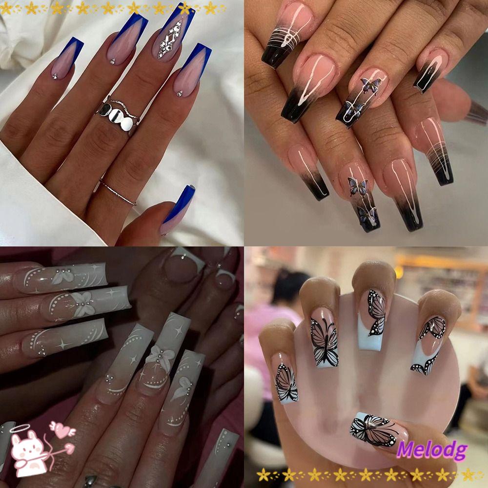 Set 24 Móng Tay Giả DIY Dạng Nhấn Tiện Dụng